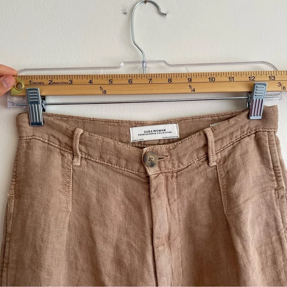 Zara wide leg linen pants trousers high rise blogger fave europe minimalist work